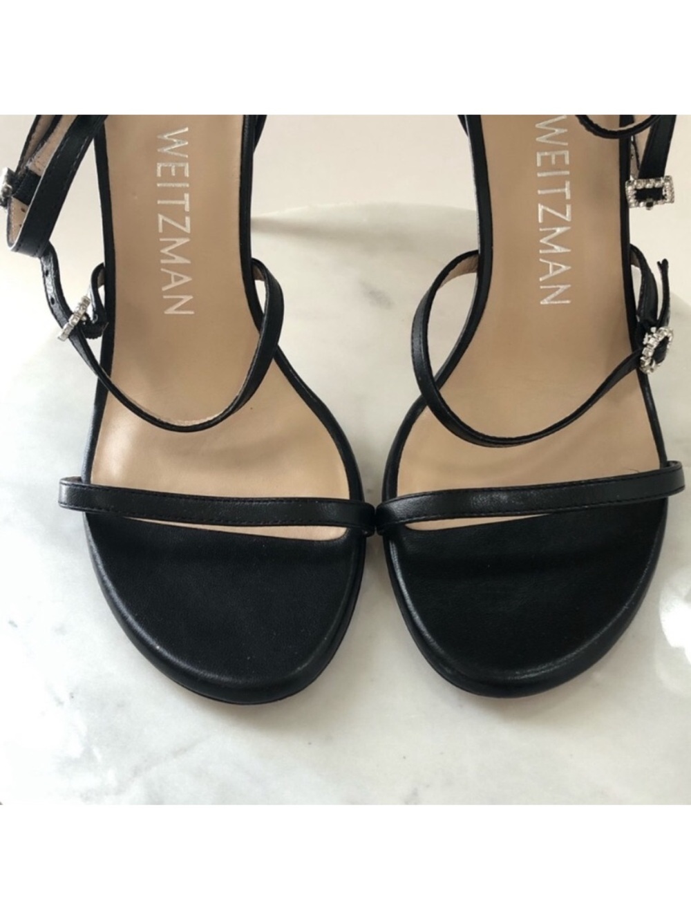 Stuart Weitzman Black Strappy Crystal-Accent Stiletto - Picture 6 of 16